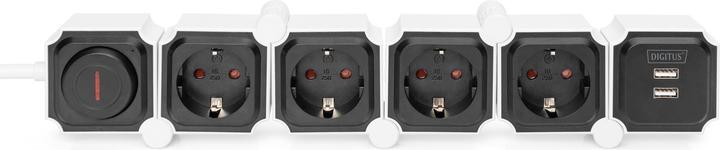 Image du produit Digitus Barrette flexible de 4 prises avec 2 ports USB et interrupteur (4 x, CEE 7/3, 1.60 m)