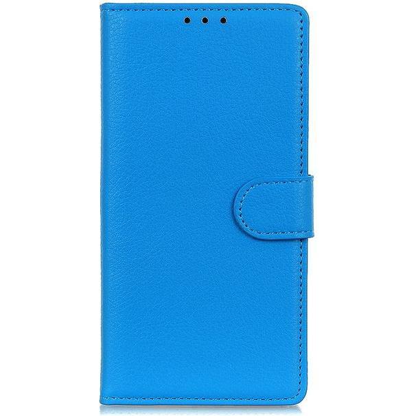 MU Classic Litchi Leder Bookcover Series (Xiaomi Redmi 7A), Smartphone Hülle, Blau