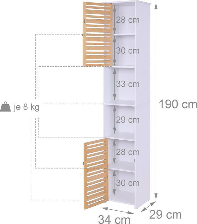 Actual product image Relaxdays Hoher Badezimmerschrank 190 cm (34 x 29 x 190 cm)