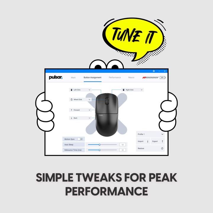 Produktbild Pulsar Xlite CRAZYLIGHT Mini Wireless (Jet Black) - Gaming Mus - Optisk - 5 knapper - Sort (Kabelgebunden, Kabellos)