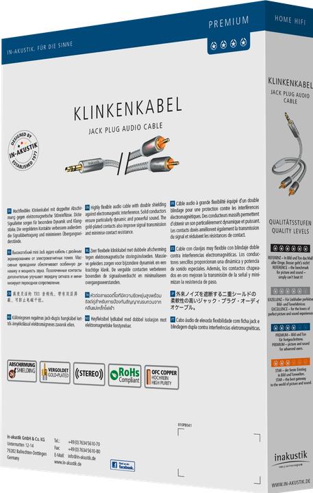 Actual product image Inakustik Jack cable (1.50 m, 3.5mm jack (AUX), Cinch)