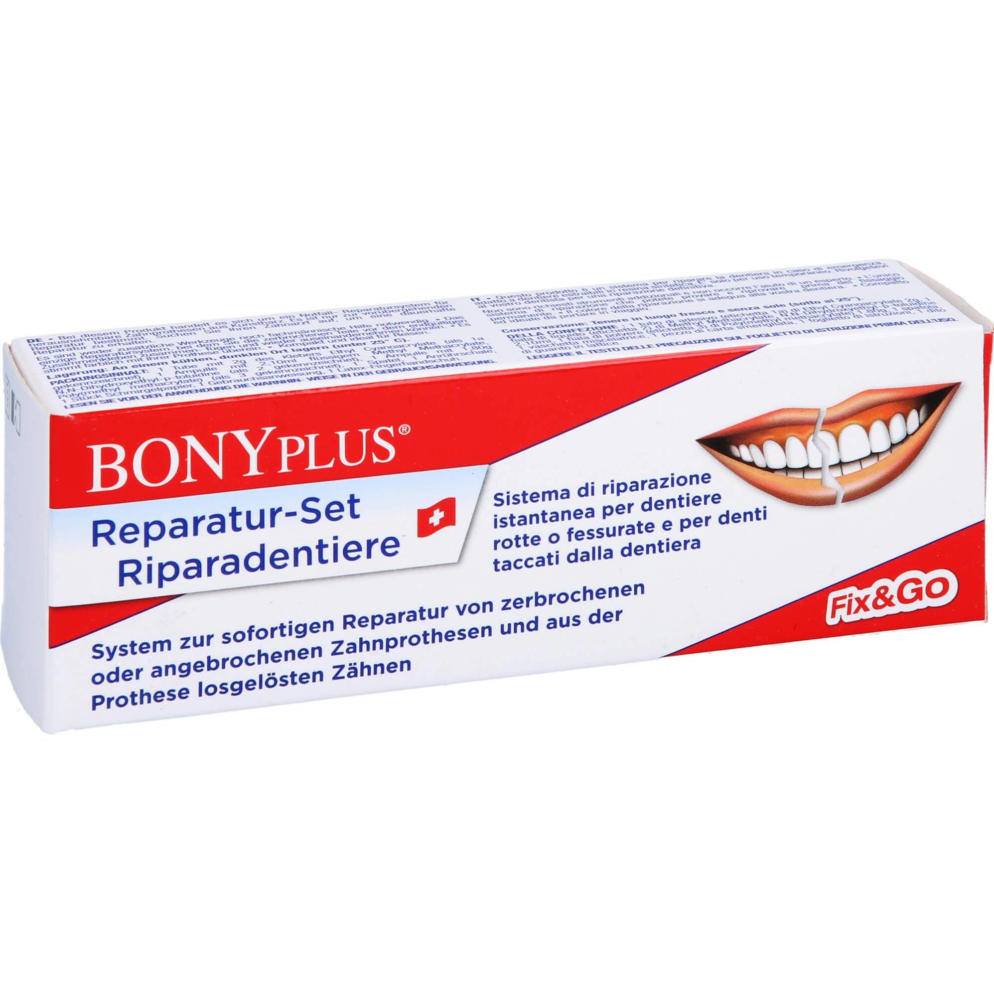 Bony Plus, Zahnpasta, Reparaturset Zahnprothesen