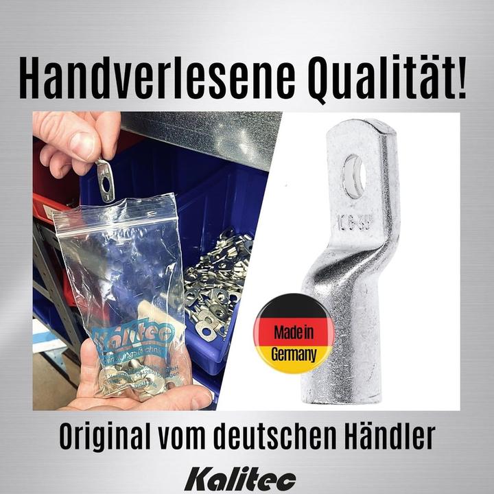 Produktbild Kalitec 10 Stück HR35-6 Handelsübliche Rohrkabelschuhe 35mm² M6 I ohne Sichtloch I Made in Germany