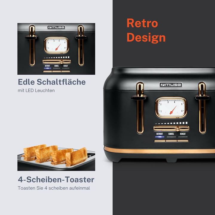 Immagine prodotto Muse MS131 BC Tostapane in acciaio inox nero