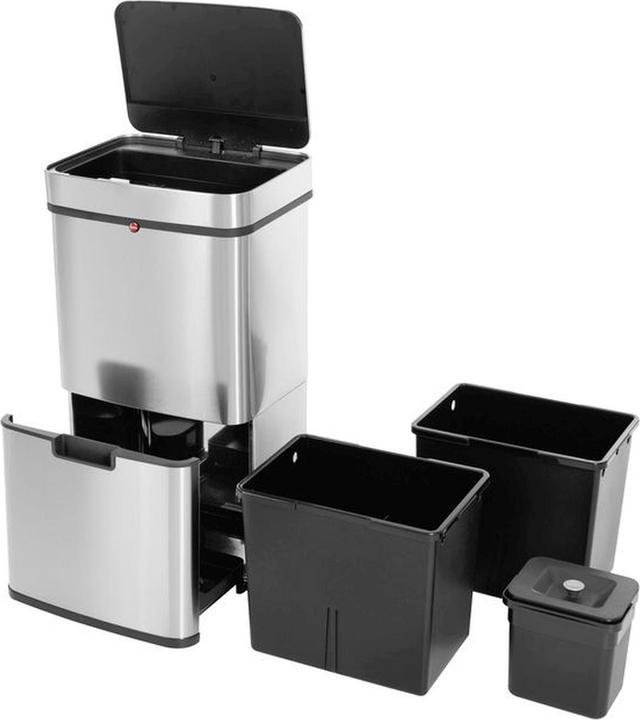 Produktbild Hailo Öko Vario XL, Design-Sensor-Mülltrenner, 25 + 25 + 4 ltr, Edelstahl Anti-Fingerprint (50 l)