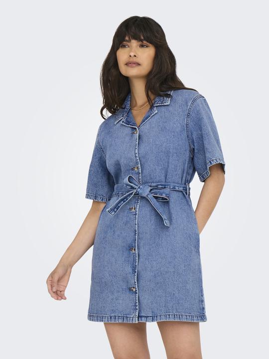 Immagine prodotto Only Normal geschnitten V-Ausschnitt Kastige Ärmel Kurzes Kleid Jeanskleid (L)