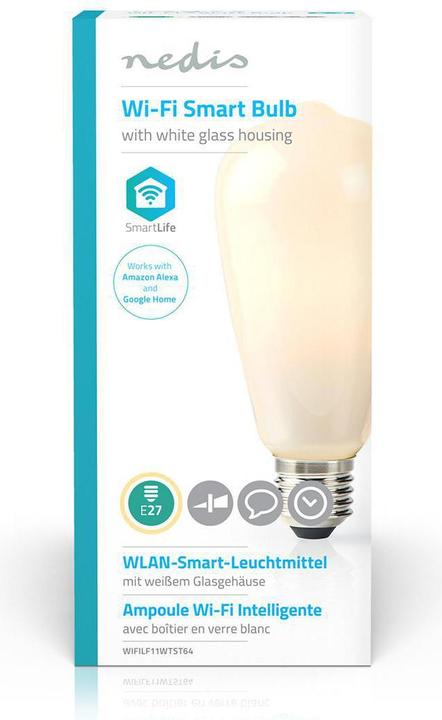Energie-Label Nedis Smartlife LED Filament Lampe Wi-Fi E27 500 lm 5 W Warmweiss 2700 K Glas AndroidT / IOS ST64 (E27, 500 lm, 1x)