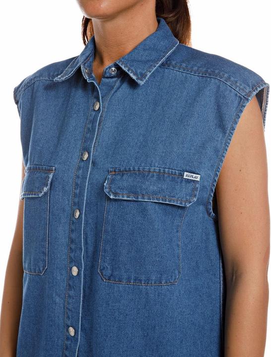 Immagine prodotto Replay Camicia di jeans a maniche corte con design fresco e mix cotone-lino (M)