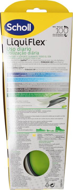 Actual product image Scholl LiquiFlex Daily Support Insoles Men's Footwear Size 7-11.5 Memory Foam Arch Support