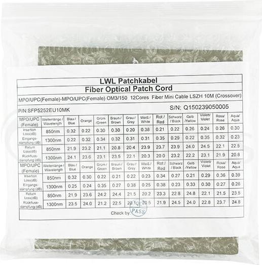 Produktbild BlueOptics 90Y3519 kompatibles MTP-MTP OM3 Patchkabel 10 Meter