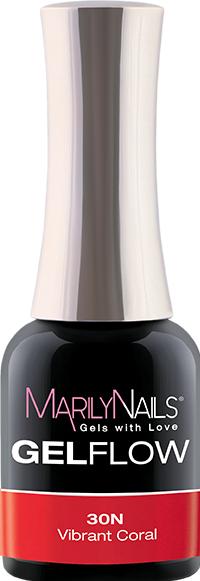 Marily Nails GELFLOW - 30N Vibrant Coral (Corail Vibrant, Vernis à ongles effet gel)