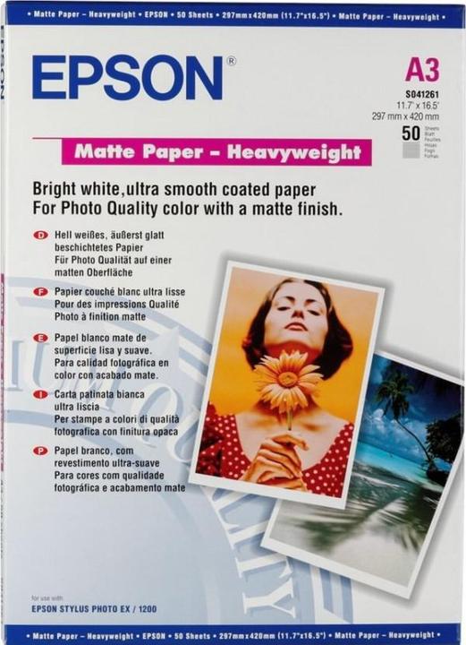 Productafbeelding Epson Papier Zwaargewicht, 50 vel (167 g/m², A3, 50 x)