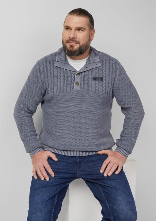 Produktbild s.Oliver Strickpullover Strukturmix-Troyer aus Baumwolle mit Garment Dye (4XL)