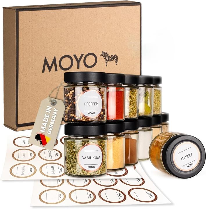 Moyo Gewürzgläser Set (Diverse Gewürze, Kräuter)
