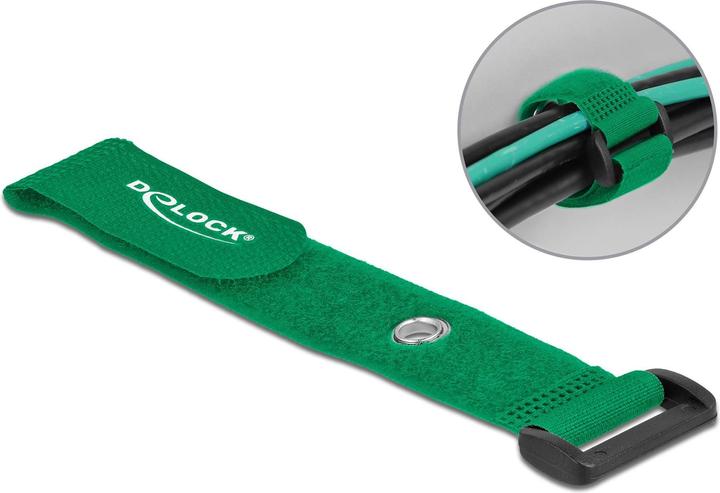Immagine prodotto Delock Fascetta in velcro con anello e occhiello di fissaggio L 190 x L 25 mm verde 5 pezzi (Fascette in velcro, 190 mm, 5 pz.)