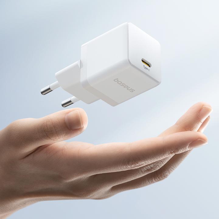 Productafbeelding Baseus - Wall Charger Palm (P10111602213-00) - Fast Charger, Type-C, PD 20W, 5V/3A - Moon White (20 W)