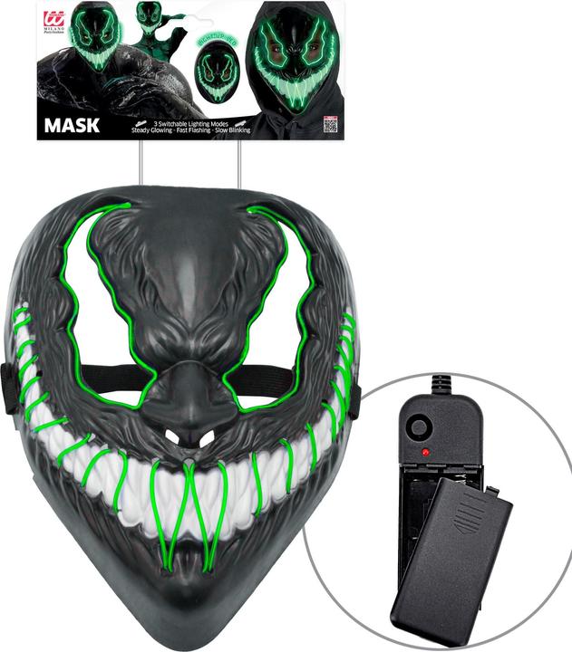 Actual product image Widmann Green monster mask with LED lighting