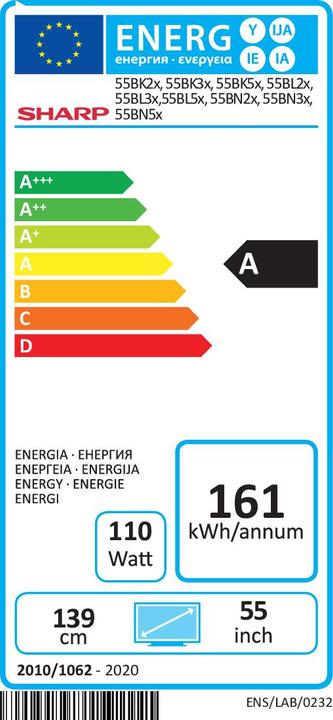 Energie-Label Sharp 55BL5EA (55", LCD, 4K, 2020)