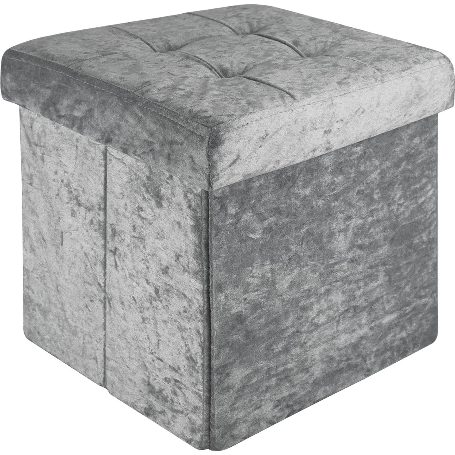 Thumbnail - Intirilife, Hocker + Pouf, Sitzwürfel Samt Grau