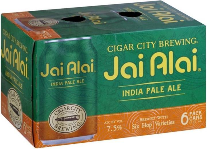 Actual product image Cigar City Jai Alai IPA is a bold, citrusy, balanced IPA brewed with six different hops. 7.5% ABV. (6 x 35.5 cl)
