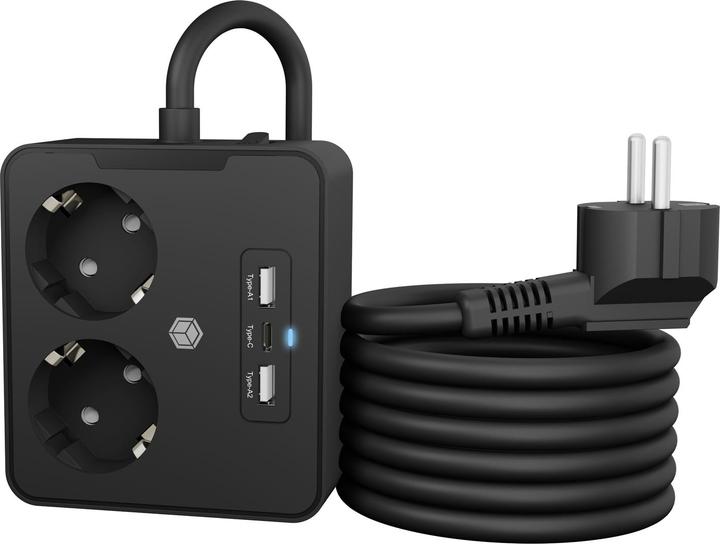 Actual product image Icy Box Tischhalterung (2x, CEE 7/3, 1.90 m)