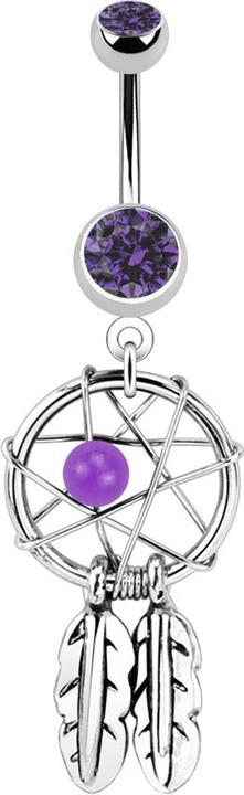 Immagine prodotto Star Piercing Banana in argento con ciondolo acchiappasogni e sfera di tanzanite (senza ottone, Acciaio chirurgico 316L)