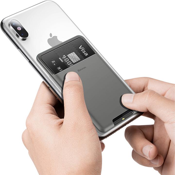 Actual product image Baseus back stick silicone card bag French grey (Universal)