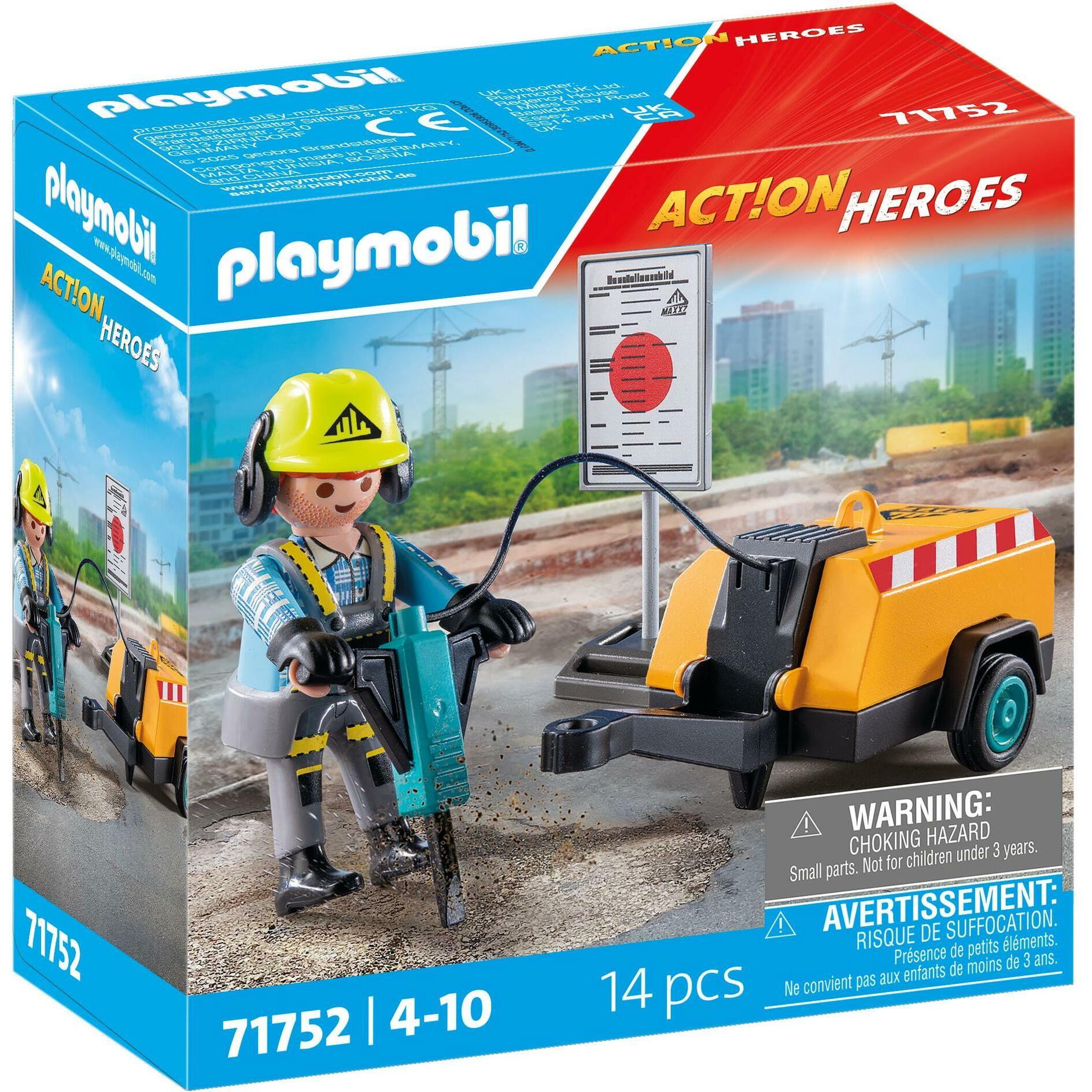 Playmobil 71752 Bauarbeiter mit Meissel (71752, Playmobil Action Heroes)