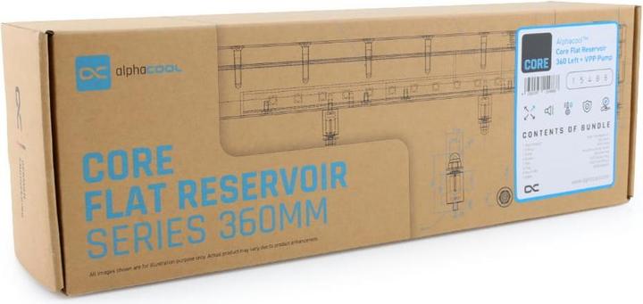 Produktbild Alphacool PUM Core Flat Reservoir 360 Left mit VPP Apex Pumpe