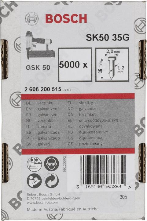 Produktbild Bosch Professional Zubehör Senkkopf-Stift SK50 35G, 1,2 mm, 35 mm, verzinkt