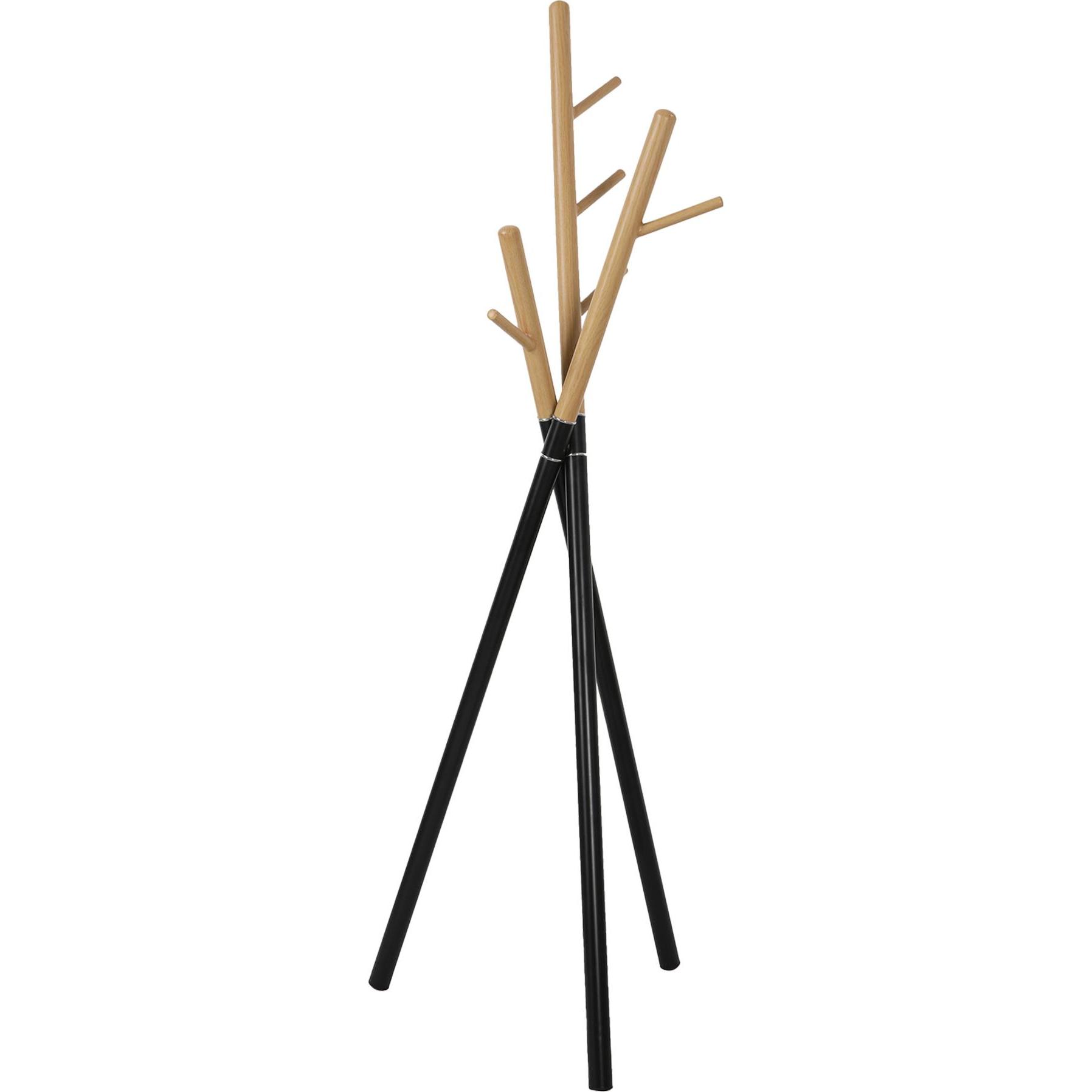 En.Casa, Kleiderständer + Kleiderstange, Garderobenständer Laerdal 172x49x49 cm Stahl Schwarz/Holzoptik