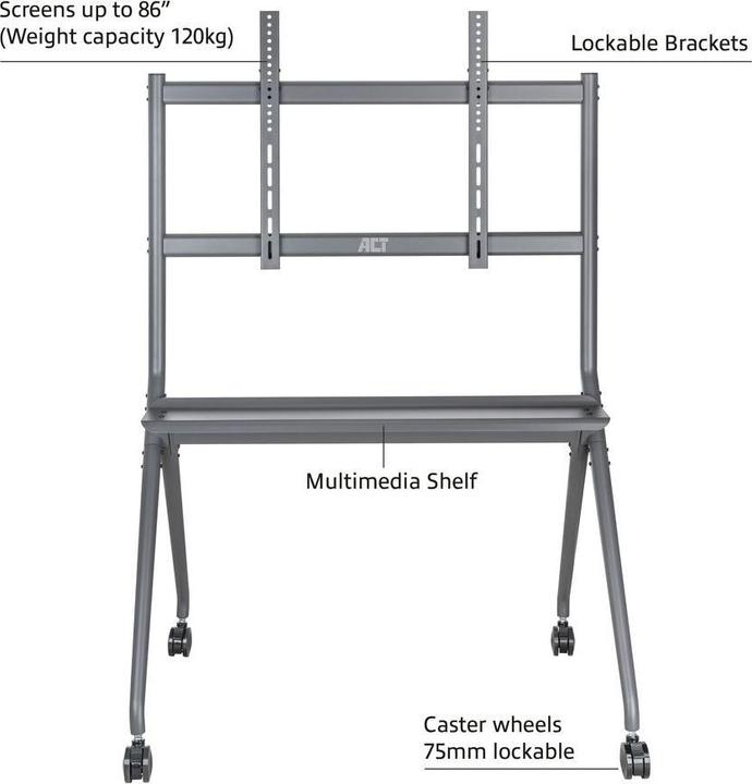 Produktbild ACT Mobile TV/monitor floor stand, 50ö to 86ö, VESA (86", 120 kg)