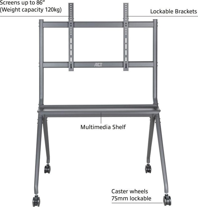 Produktbild Mobile TV/monitor floor stand, 50ö to 86ö, VESA (86", 120 kg)