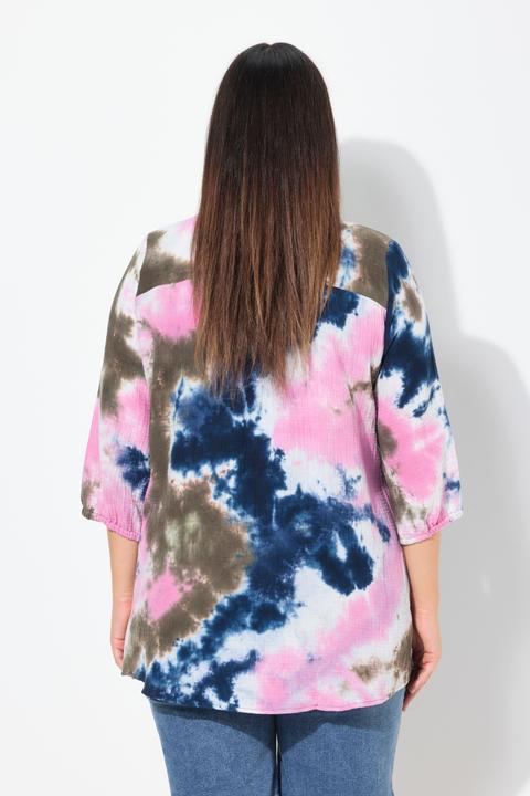 Produktbild Ulla Popken Musselin-Bluse, Batikdruck, Hemdkragen, 3/4-Arm (42, 44)