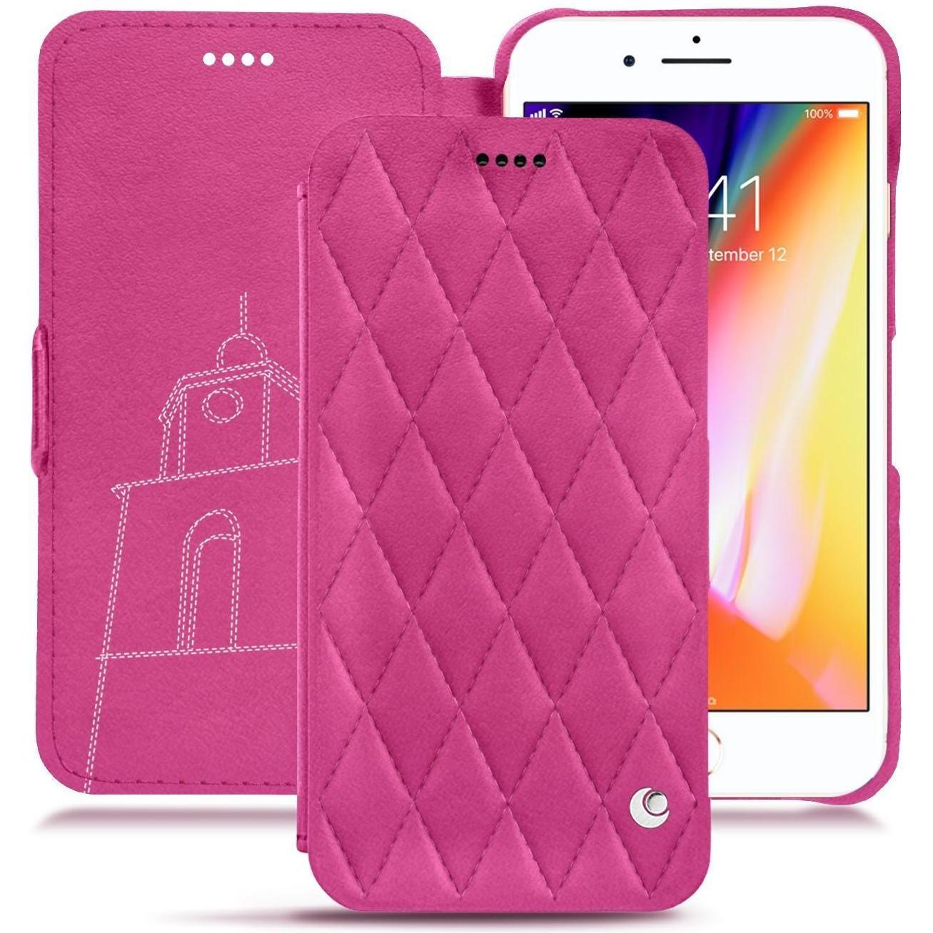 Noreve Lederschutzhülle horizontal (Apple iPhone 8 Plus), Smartphone Hülle, Rosa