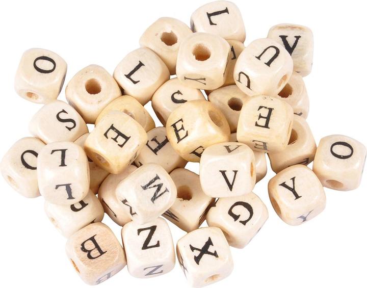 Actual product image Natura Punto Alphabet cube made of wood, with hole, 2.5 x 9 x 12 cm