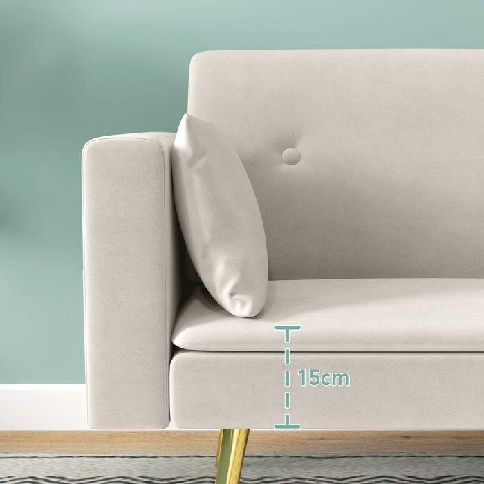 Image du produit Swisshandel24 2-Sitzer Sofa mit Bettfunktion, Verstellbare Rückenlehne, weiche Kissen, Beige (Canapé-lit)