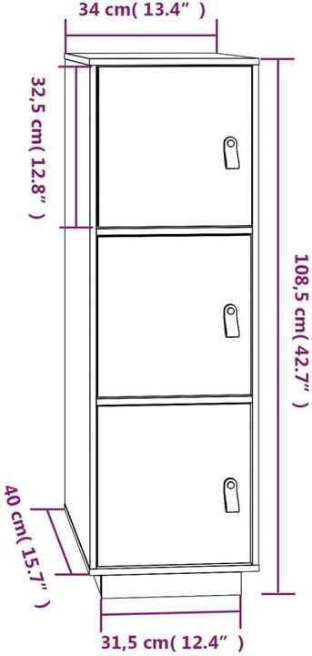 Image du produit vidaXL Highboard (34 x 34 x 108.50 cm)