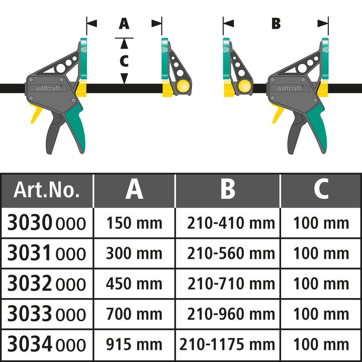 Actual product image wolfcraft 1 EHZ - One-handed clamp PRO 100/915mm (915 mm)