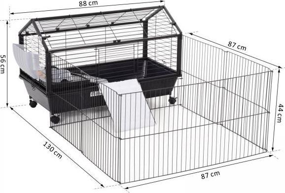 Image du produit PawHut Cage pour cochons d'Inde avec enclos extérieur
