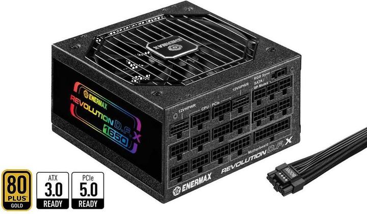Actual product image Enermax Revolution D.F. X ARGB ATX3.0 PCI-e 5.0 Compact PC Power Supply 1650W 80Plus Gold Full Module 2x (1650 W)