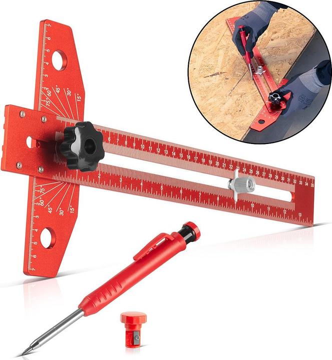 Actual product image Stahlwerk Aluminium angle marking ruler with stop and marking pin