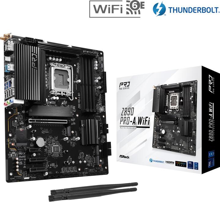 Productafbeelding AsRock Z890 Pro-A WiFi (LGA 1851, Intel Z890, ATX)