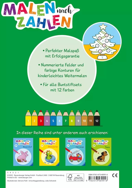 Produktbild Ravensburger Malen nach Zahlen ab 3 Jahren - Weihnachten für kleine Künstler