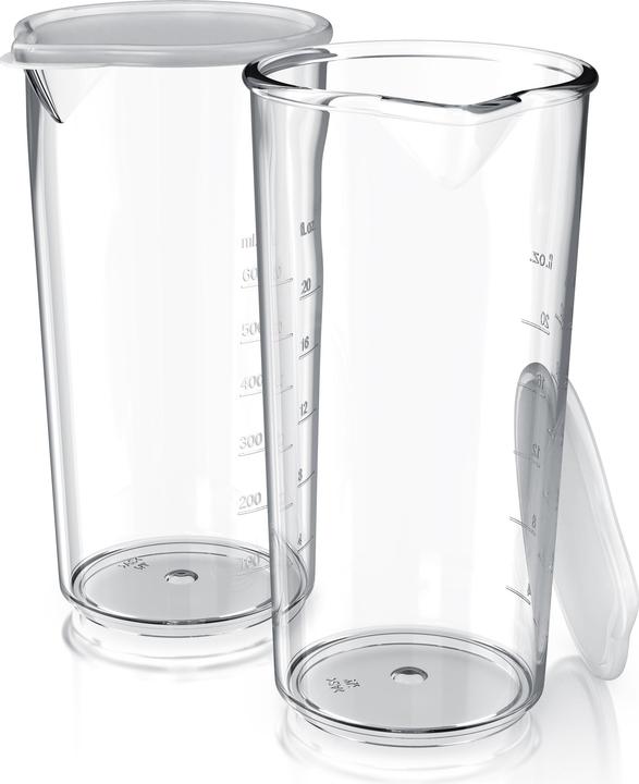Arendo 2x Messbecher Kunststoff 600 ml, ideal für elektrische Handmixer & Handrührer, Trinkbecher 20 Unzen (600 ml)