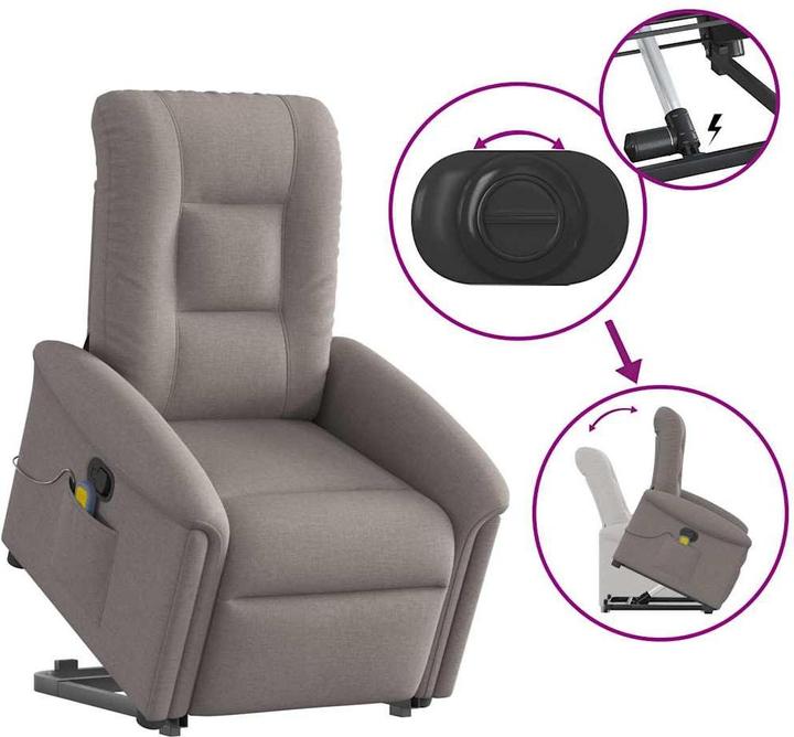 Actual product image VidaXL Massage chair with stand-up aid Taupe fabric