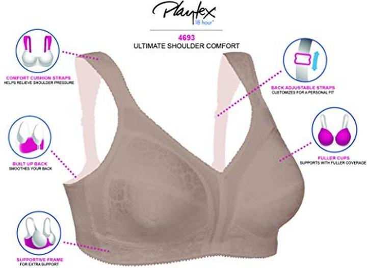 Actual product image Playtex 18 Hour Original Comfort Strap Bra (pack of 2, 36 B)
