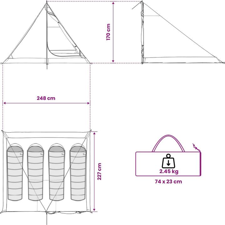 Produktbild vidaXL Campingzelt (2.45 kg, 4 Personen)