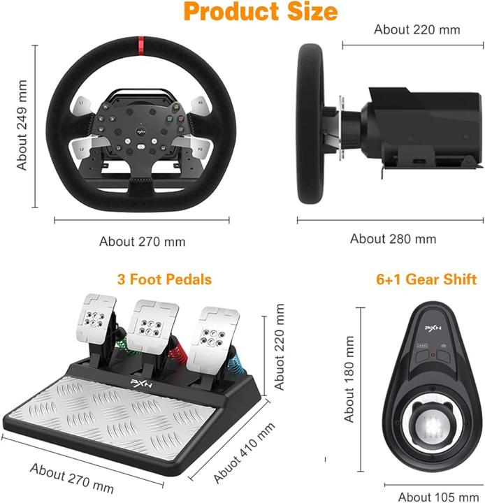 Immagine prodotto PXN Volante da gioco PXN-V10 (PC, PS3, PS4, Switch, Xbox One S, Xbox One X)