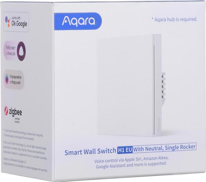 Immagine prodotto Aqara Interruttore a parete intelligente H1 bianco con neutro, bilanciere singolo (Zigbee)